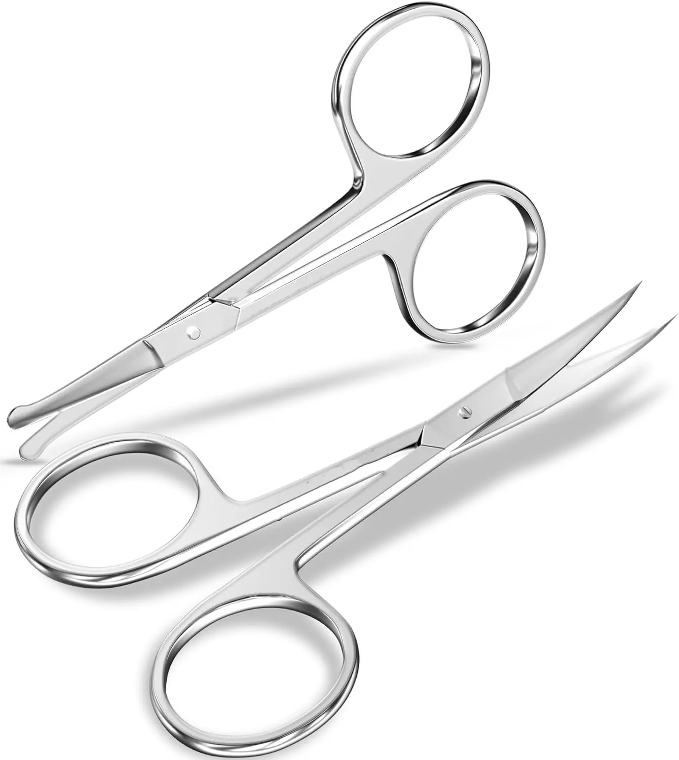 Eyebrow Scissors, Small Scissors for Men and Women - Curved and Rounded Nose Hair Scissors for Grooming Mustache, Beard, Eyelashes, Ear Hair Trimming- Professional Stainless Steel