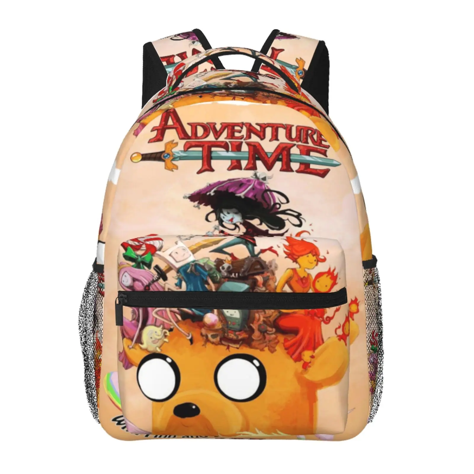 Adventure Time Backpack Water-Resistant Large Capacity Adventure Time Travel Daypack for Camping Campus Events Daily Commute, Cartoon Casual Adventure Time Merch Laptop School Bag for Teens Adults & Gift Giving