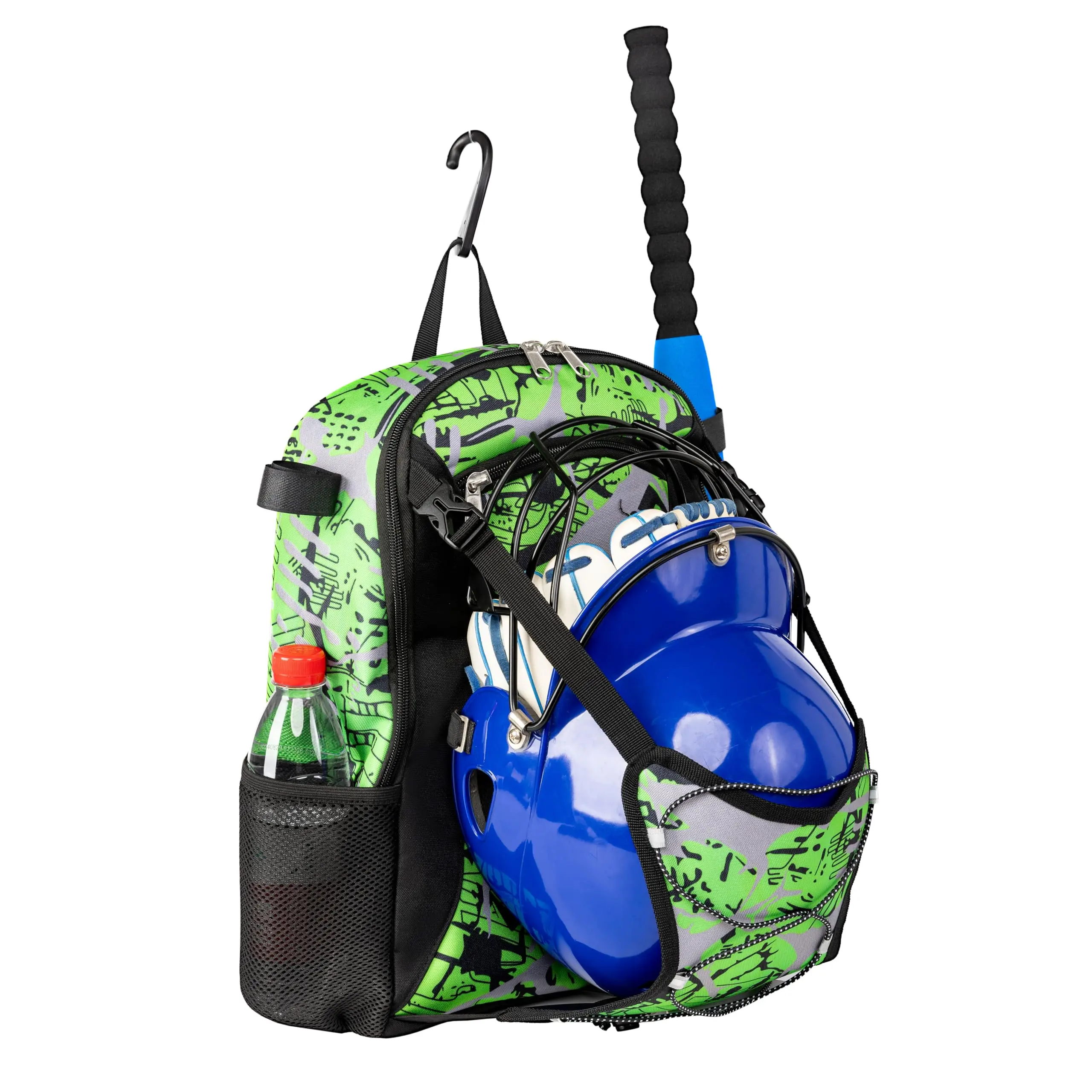 Baseball Bat Bag Backpack  T-ball & Softball Equipment Gear For With Fence Hook Lightweight Large Main Compartment