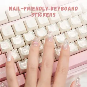 AULA Clear Cat Paw Typing Stickers for Long Nails, Nail-Friendly Keyboard & Button Press Helpers, Transparent Raised Key Assist Pads for Laptop, Desktop Keyboard, Calculator, Remote Control, 30pcs