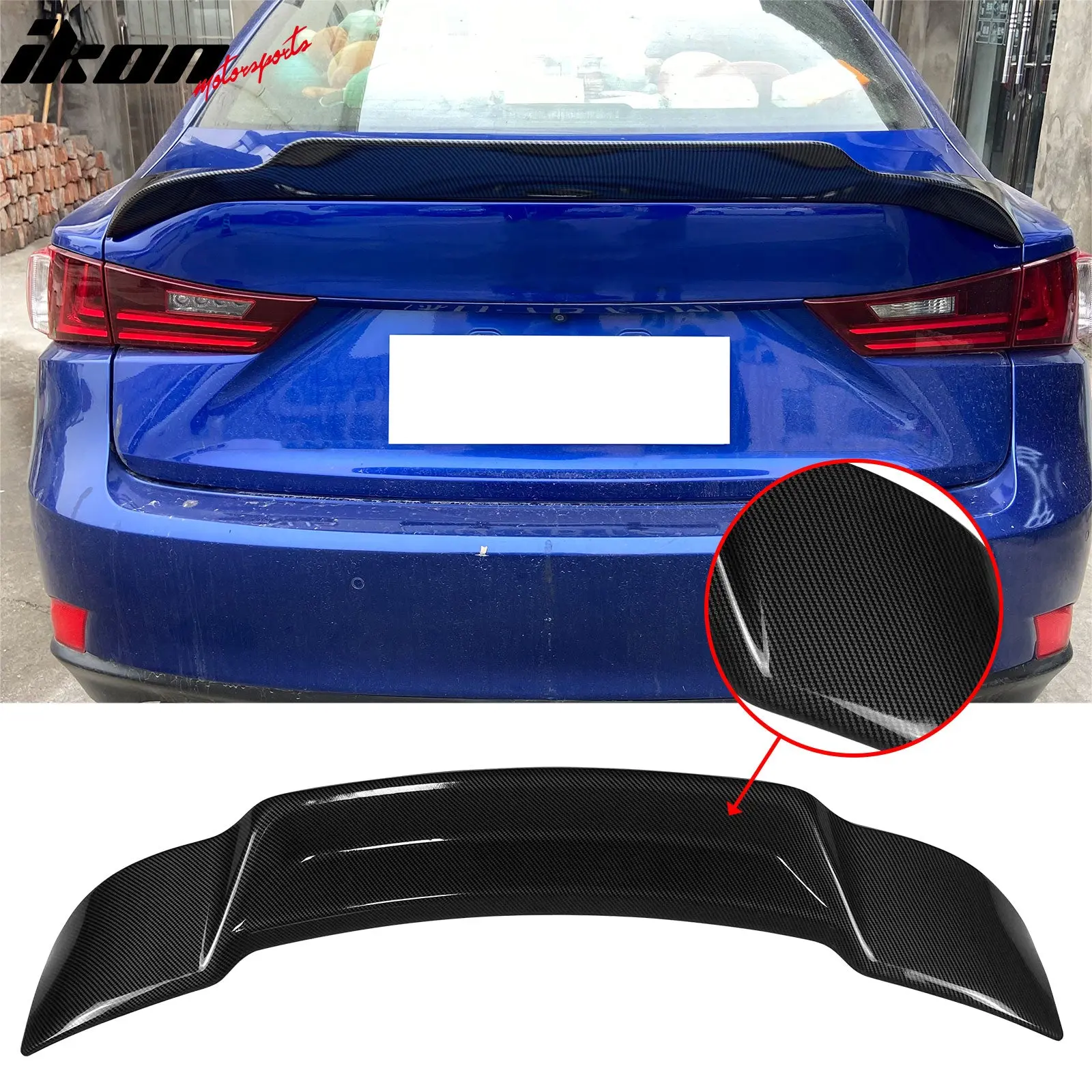 Trunk Spoiler for Lexus IS200t IS250 IS300 IS350 Sedan 2014-2020 R Style Carbon Fiber Print ABS Car Accessories