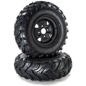 Gaomon 2-Piece 25x8-12 ATV Tires with 6PR 4-Lug Steel Rims, PCD 136*4, ET:3.5+2.5, Rubber-Nylon Construction, Tough Tread, Predictable Grip, All-Terrain Outdoor Performance