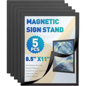 5 Pack  Sign Holder 8.5" x 11" Self-Adhesive  Picture Frame Wall Mounted Display Frame for Home Office Store Poster Document Holder for Wall Door Glass Window Refrigerator