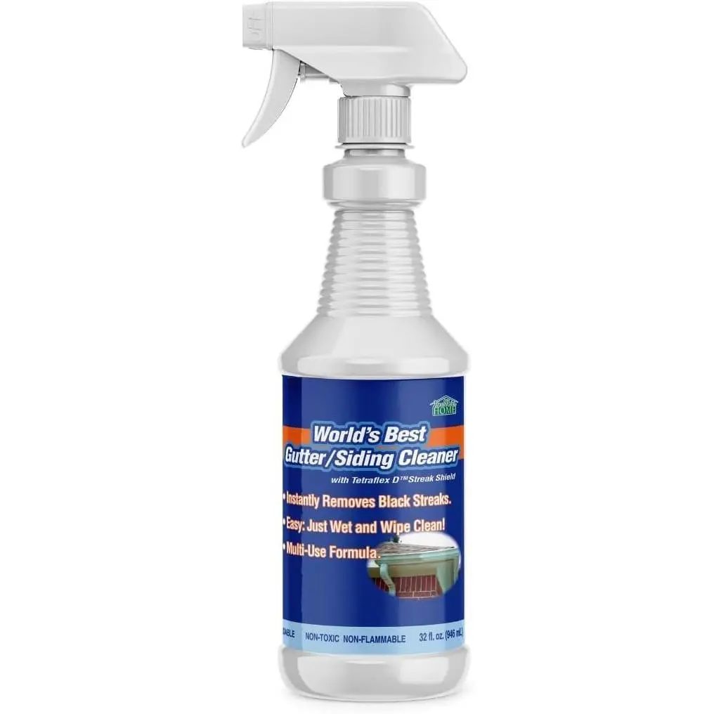 Worlds  Gutter Cleaner:  Gutter Cleaning Solution for  Types of Rain Gutters, Siding and Metal Trim - Instantly Clean Black Streaks, Filth, Dirt - 32 oz