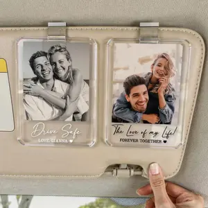 Personalized Photo Car Visor Clip, Drive Safe,Dad Gift,Custom Family Photo,Anniversary Gift for Him Picture Fridge Magnet,Gifts for Mom Dad Drive Safe Gift