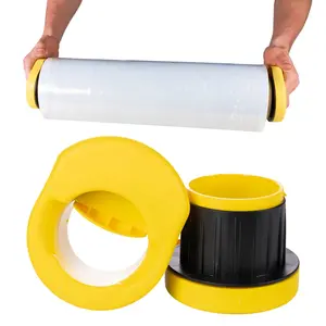 IDL Packaging W-562 Stretch Wrap Dispenser for 3" core Film Rolls - 1 Pair of Plastic Handles with a Tension Adjusting Button - Durable Plastic Wrap Holder with a Comfortable Grip