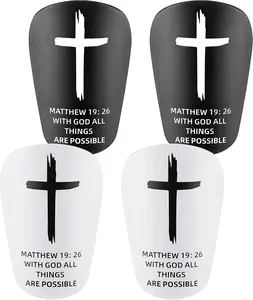 2 Pairs Mini Soccer Shin Guards Christian Faith Cross Small Shin Guards with Bible Verse Religious Soccer Football Pads