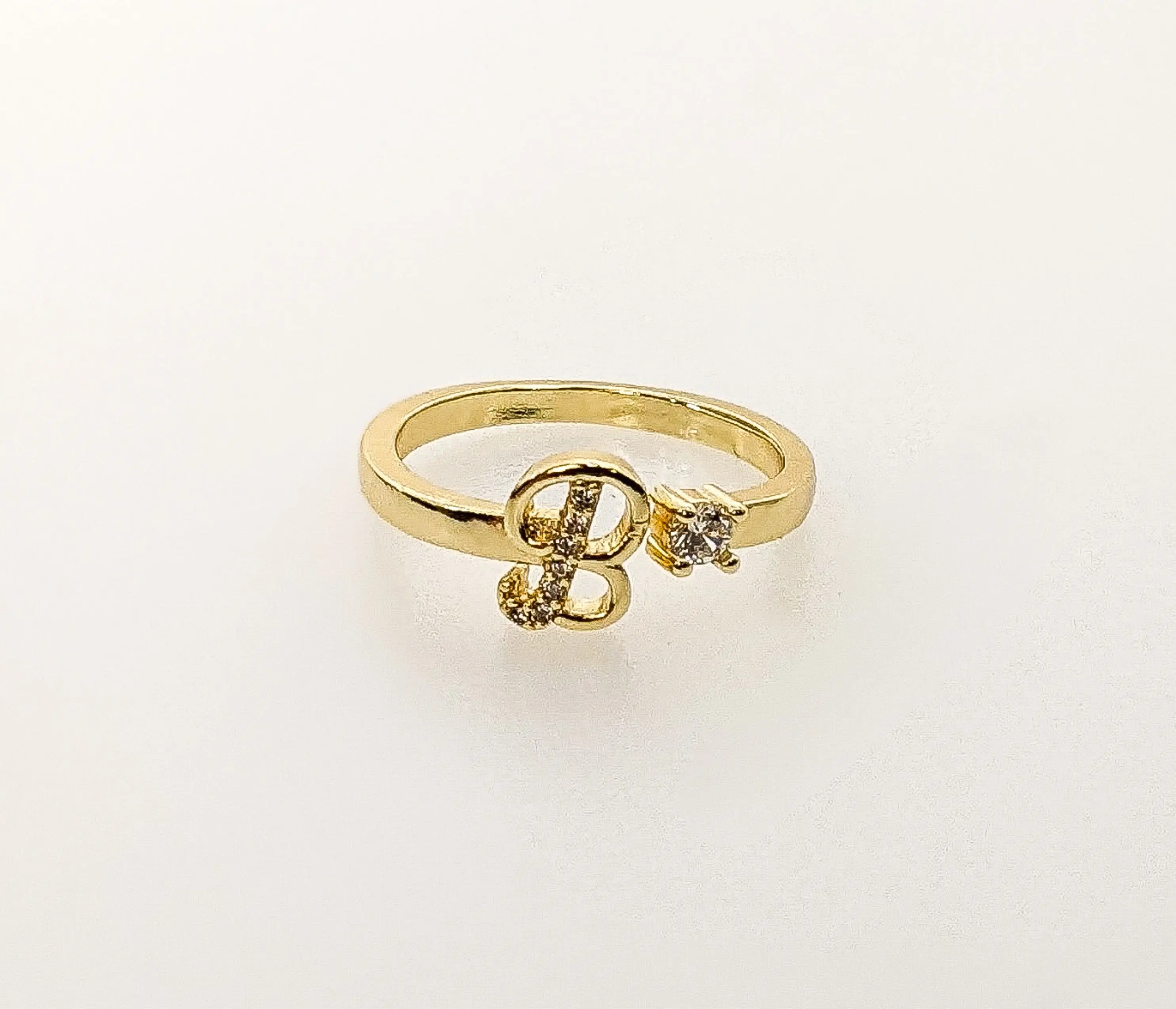 Plated Adjustable Initial Letter "B" Ring