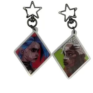 Arcane Matching Stained Glass Style Keychain - Compact 2.5 Inch Unisex Acrylic Keychain with Star Clasp for Everyday Carry