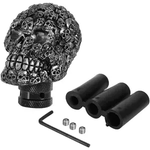 Car Decorations Gear Knob Skull Design Shift Knob Cover Resin Halloween Supplies Gifts Spooky Decorations with 3 Hose 3 Screws and Spanner Interchangeable Knob Car Accessories
