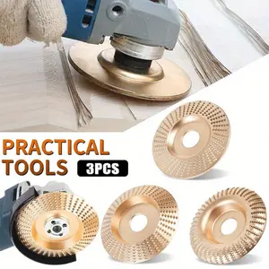3 Pcs Wood Carving Grinding Wheel Set Wood Grinding Discs Angle Grinder Polishing Discs Woodworking Grinding Discs Including Flat, Curved and Conical Grinding Wheels for Efficient Removal of Wood, Plastics and Soft Materials Tool Accessories Cutting