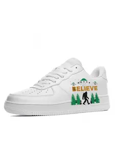 Bigfoot UFO Aliens BELIEVE fashionable men's trendy sneakers, featuring a durable outsole and cool design, suitable for casual sports and daily commuting.