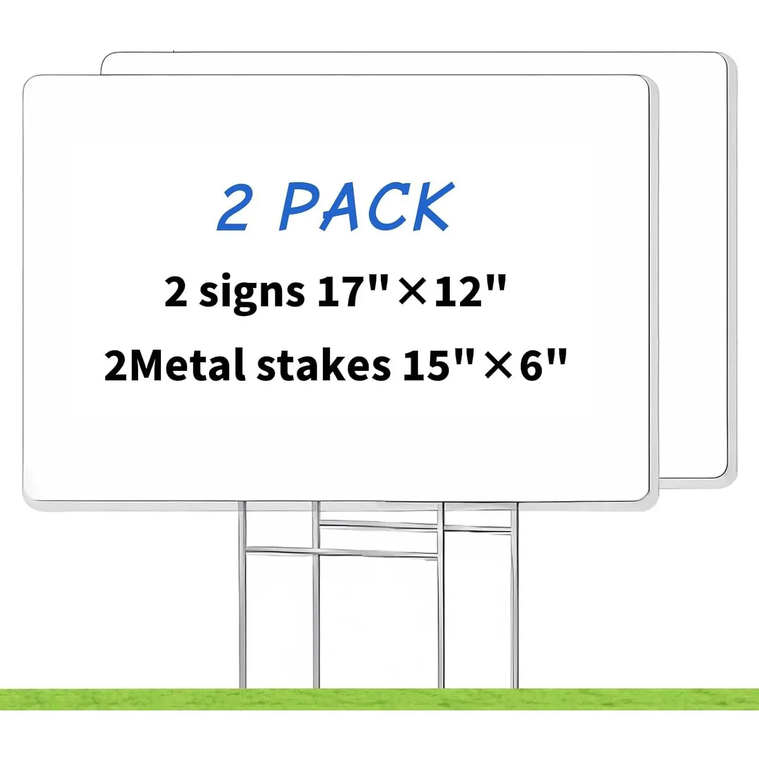 Blank Yard Signs with Stakes, 2 Pack 17x12 Inches Corrugated Plastic Lawn Signs, Double Sided Custom Sign for Home Front Door Outdoor, for , Garage , Yard