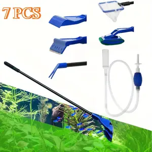 [Hand Tools Kits] 5-in-1 Aquarium Cleaning Kit with Algae Scraper,Gravel Rake & Siphon Vacuum,Siphon Vacuum for Water Changing and Sand Cleaner for Water Changing and Sand Cleaner