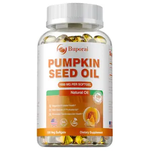 Buporai - Pumpkin Seed Oil Softgels - 1000 mg - 120 Softgels - Cold Pressed Natural Pumpkin Seed Oil - Hair Growth, Prostate Health, Joint Health and Gastrointestinal Tract - Highly Effective Supplement