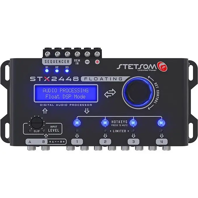 Stetsom STX2448 Floating Professional DSP Digital Signal Processor - Car Audio Mixer, Crossover, Equalizer, 2.4 Remote Sequencer, Adjustable Encoder Button, Float Mode