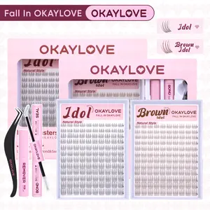 OKAYLOVE Idol | Brown Idol Lash Clusters Kit | D Curl Wispy Lash Extension Kit | Look Like Real Lashes DIY Eyelash at Home for Natural Makeup Girl Gifts #Summervibes DealsForYouDays