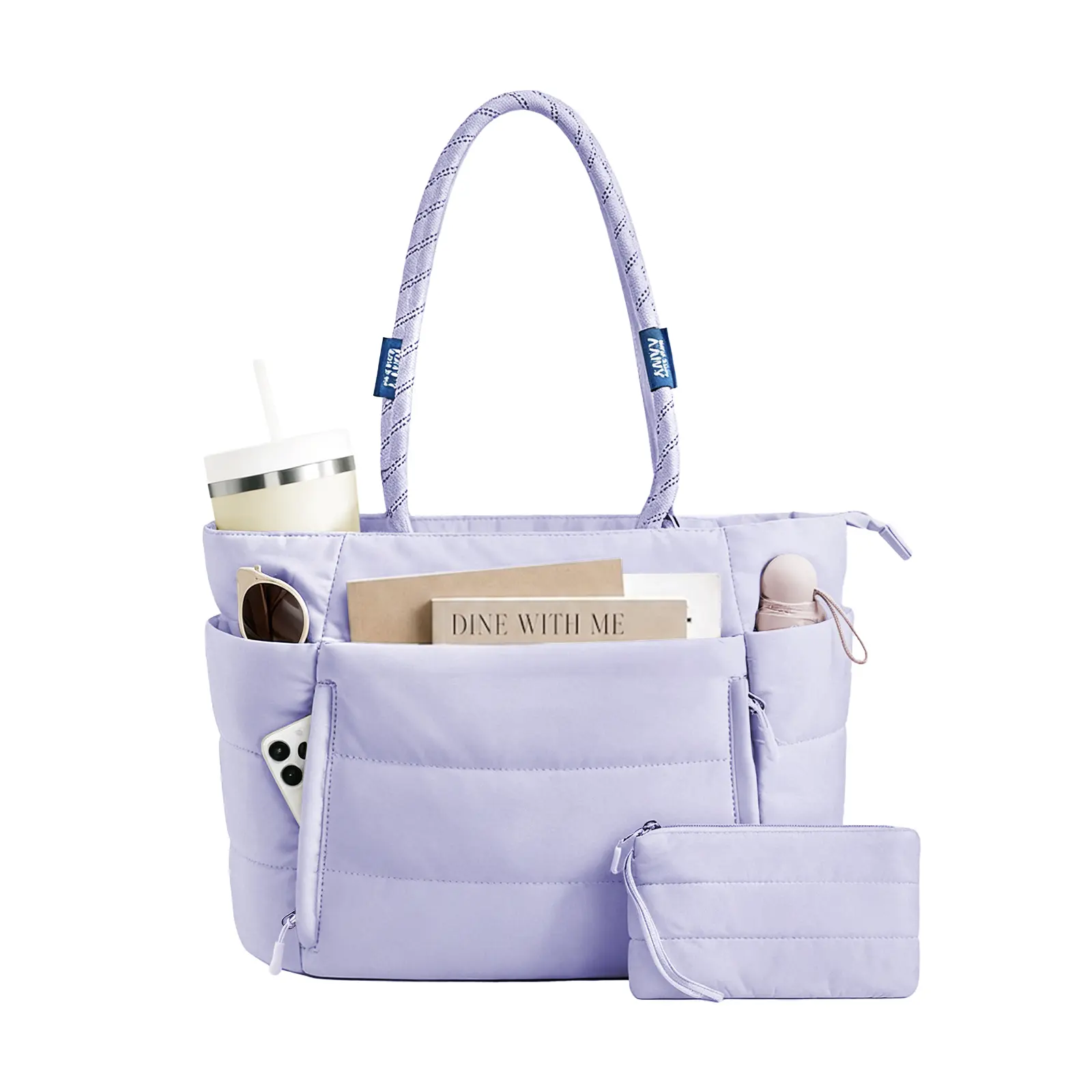 AAIVV Women's 2-Piece Floral Tote Bag Set, Leather Work Tote & Lightweight Puffer Tote, Laptop Shoulder Bag for Work, Travel & Everyday Use tiktokshopbacktoschool