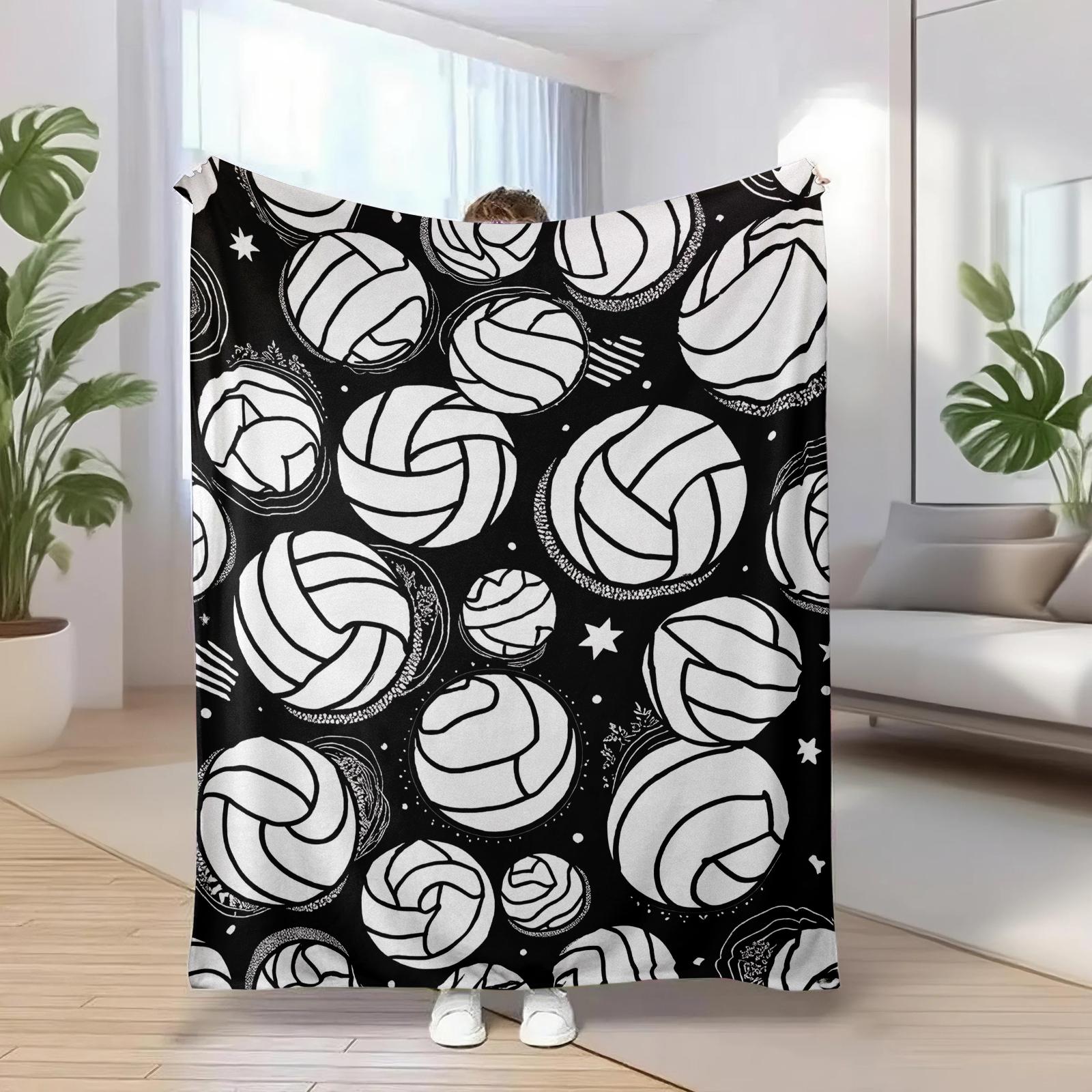 Volleyball Pattern Warm Blanket for Outdoor Sports and Leisure Soft Comfortable Ideal for Sports Enthusiasts and Fans Perfect Christmas or New Year Gift，baseball lover lightweight comfort sofa bed office travel