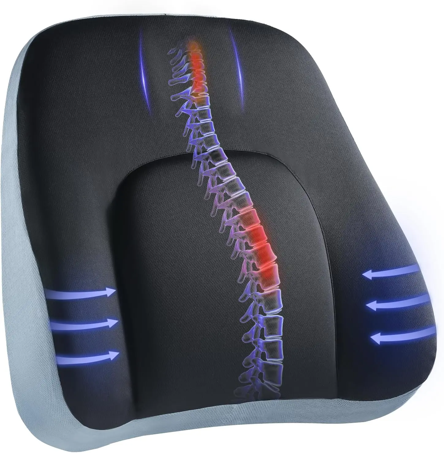 HUANUO Memory Foam Lumbar Support Pillow - Breathable, At-Home, Office Chair & Car Use, Ergonomic Back Cushion with Dual Adjustable Straps for Posture Improvement & Sitting Comfort, Breathable Lumbar Pillows, At-Home Lumbar Pillows