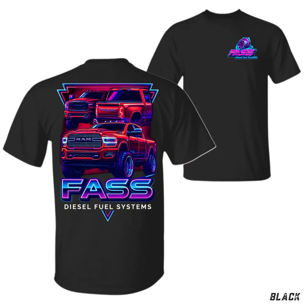 Neon Diesel Truck T-Shirt, Retro FASS Style Pickup Truck Graphic Tee, Vaporwave Diesel Fuel Systems Inspired Shirt for Truck Lovers & Diesel Enthusiasts, Performance Truck Apparel