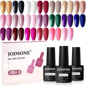 JODSONE 20 Glitter Color Gel Nail Polish Kit 3 Bottles of No Wipe Base Coat Glossy and Matte Top Coat Gel Polish Set High Shine Gorgeous