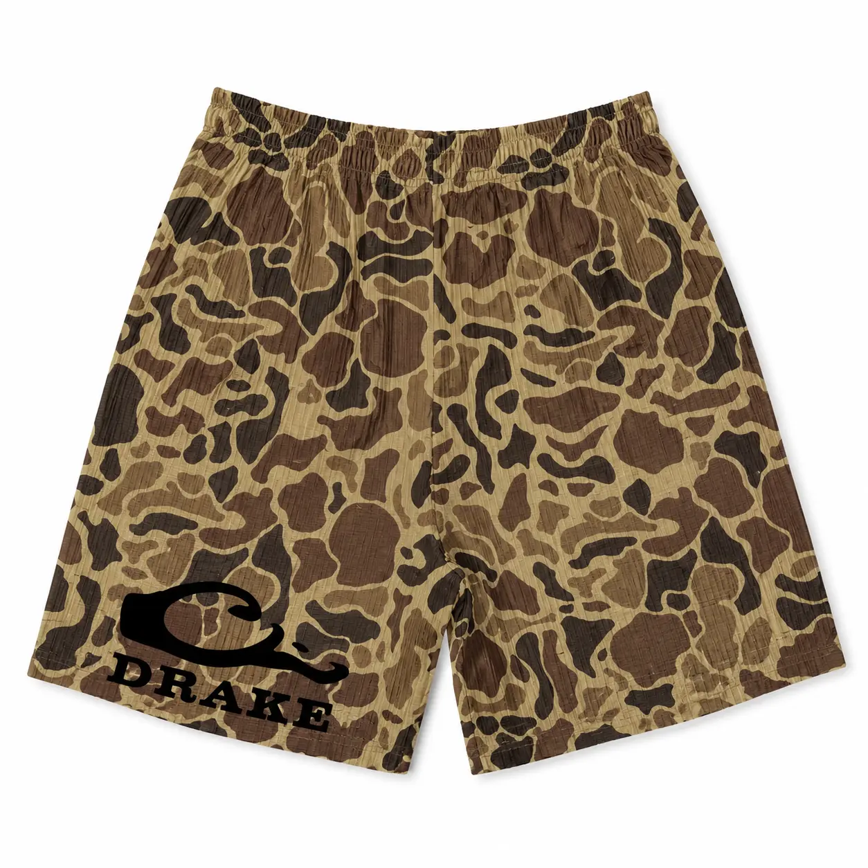 Men's Duck Camo Athletic Shorts with Drake Graphic, Lightweight Quick Dry Casual Outdoor Shorts, Elastic Waist Comfort Fit, Breathable Summer Activewear for Hunting, Fishing, Hiking, Beach, Gym, Everyday Wear, Classic Woodland Camouflage Design