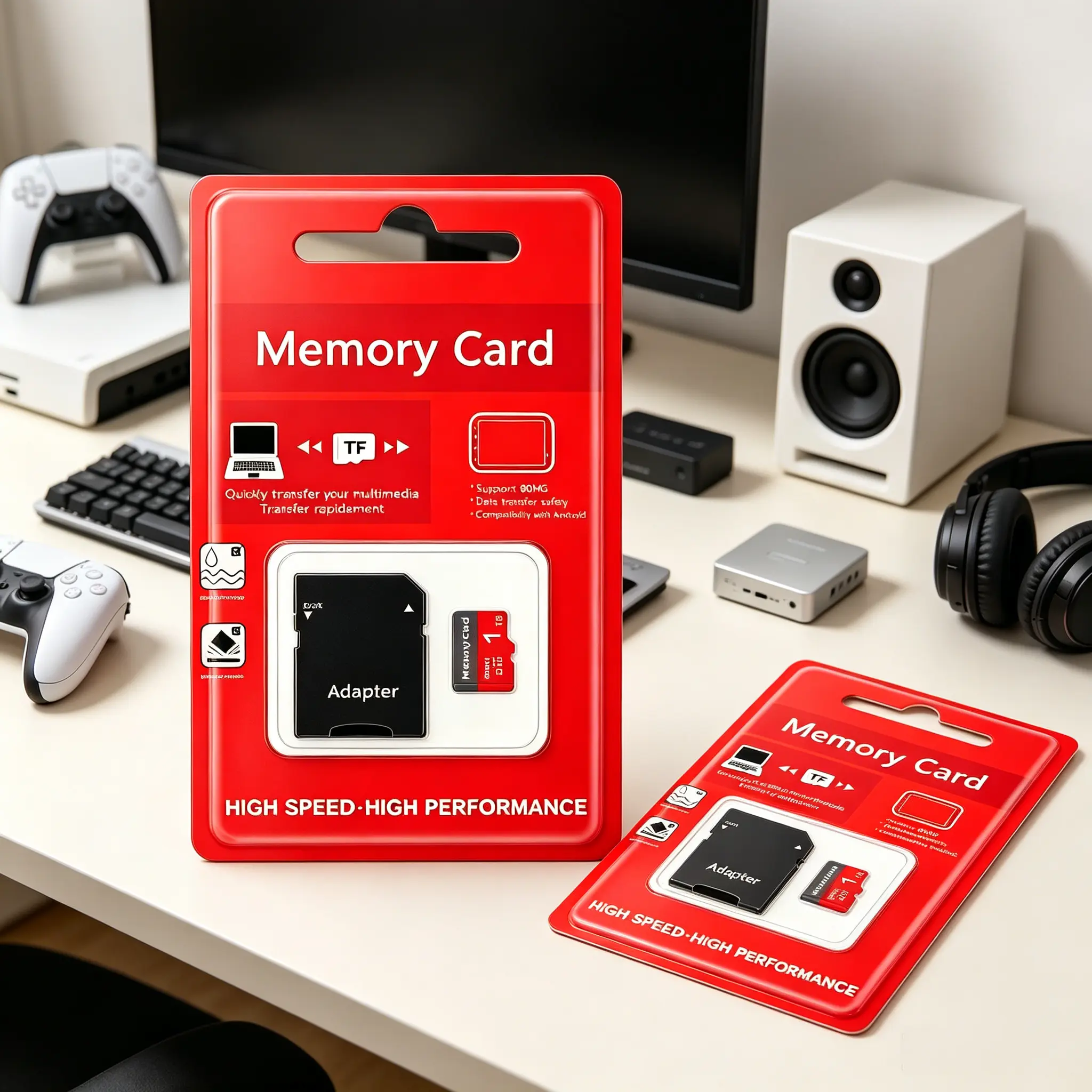 2-Pack × 1TB Flash Memory Kit with Adapter, micro tf Sd Cards & Microsdxc Card, durable sd memory card stores dashcam videos, phone photos, game console and smartwatch data for surveillance devices