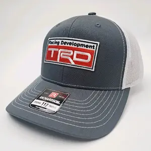 Richardson 112 TRD Embroidered Patch Trucker Mesh Snapback Cap Hat Gray & White