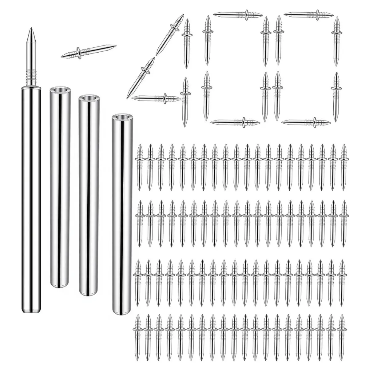 400PCS Double Headed Baseboard Nails Set – Invisible Trim Nails with 4 Installation Tools