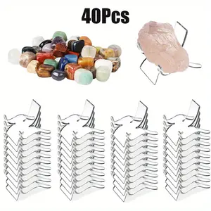 40 Pieces Acrylic Display Holder Clear Pedestal Collectibles Display Stands for Displaying Crystal Geodes Rock Mineral Agate Coral(Small) Organiser Book