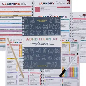 Cleaning Planner with Erasable Pen, -Free Housework Checklist Schedule Organizer for Adults and Teens, Build Sustainable Cleaning Habits and Reduce Clutter, Undated Daily, Weekly, Monthly