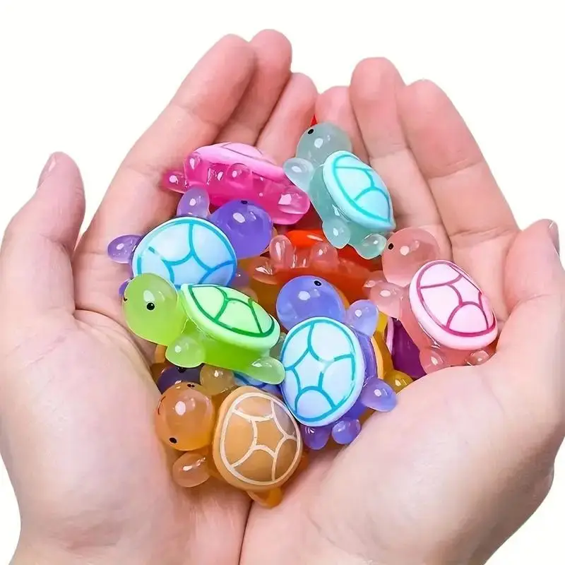 Random Color Luminous Turtle Design Ornament, 30pcs Mini Glow in The Dark Turtle, DIY Craft & Party Favor Gift for Indoor & Outdoor Decor