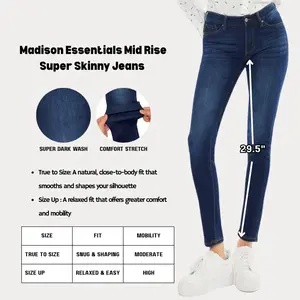 KANCAN - Madison Essentials Women's Denim Mid Rise Super Skinny