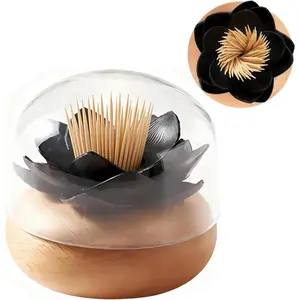 Black Decorative Wooden Toothpick Dispenser Holder for Kitchen Bathroom Accessories Cute Gifts with 80 Toothpicks