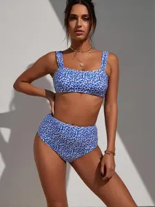 Leopard Print High-Waist Two-Piece Bikini Set