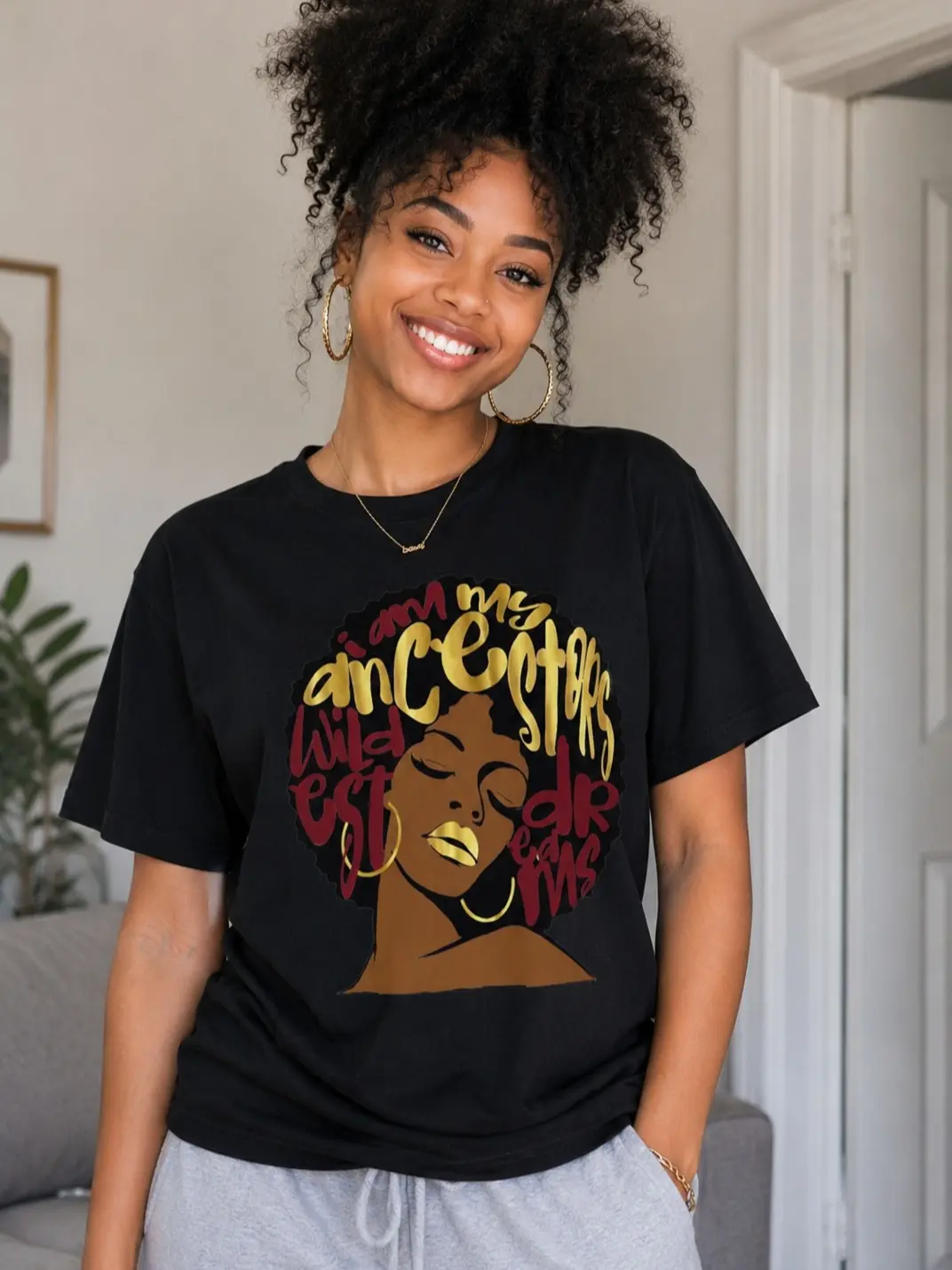 My Ancestors Dreams Afro Woman Graphic T-Shirt Unisex Cotton Tee