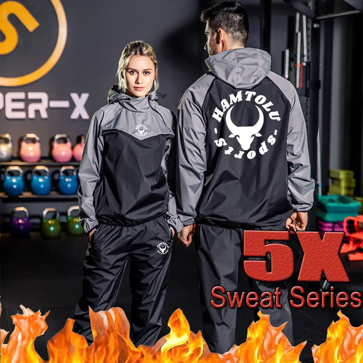 HAMTOLU Unisex Sauna Suit SportswearSweat SuitBoxing Exercise Jacket and PantsFitness Training ClothesOutdoorfun AthleticWorkout Women Men