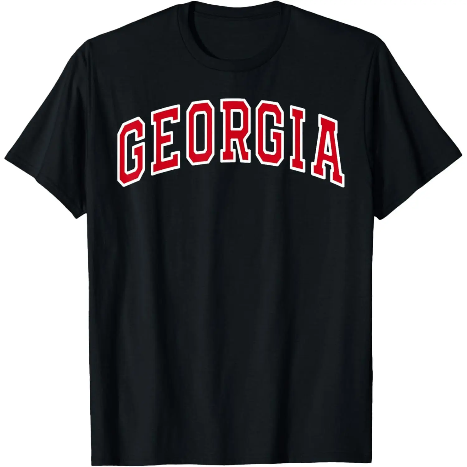 Men's Short-Sleeve Round Neck Graphic Tshirt - Vintage Georgia GA Sports Top with Red Text, Soft Fabric, Slight Loose Fit Shirts, Casual Hand Wash Only Menswear for Gifting, Shortsleeve, Graphic Shirts, Streetwear, Sports Graphic