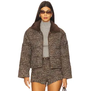 Line & Dot Clyde Puffer Jacket in Brown Multi