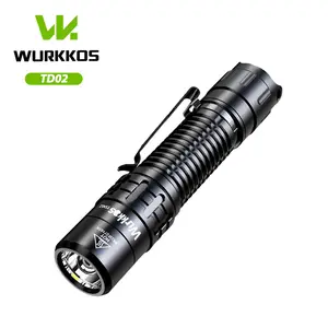 Wurkkos TD02 Super Bright High Powered Tactical Flashlight, 2000 Lumens, 150H Max Runtime, Rechargeable EDC Pocket Torch with Type-C Port, 18650 3000mAh Battery, Tail Switch, IPX8 Waterproof, Super Bright Flashlight