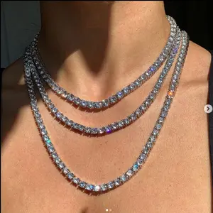 5MM Width Iced Out tennis Necklace Men Tennis Chain Fashion Hip-Hop Jewelry Women 18/20/24inch Choker Chain Gift Club Necklace For Boyfriends