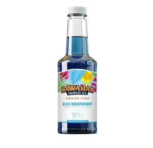 Hawaiian Shaved Ice Blue Raspberry Syrup - Made Nut Soy Dairy Free in the USA - Flavor Fluffy Shaved & Crunchy Snow Cone - Shelf Stable After Opening - Makes 8 Servings - 16 ounces