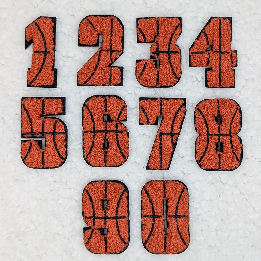 Basketball Chenille Numbers Hat/Pocket Patch