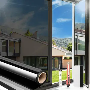 35.4 Inch x 15.1 Feet, Black Silver One Way Window Privacy Film Daytime Privacy Window Tint for Home Anti UV Static Cling Heat Control Reflective Glass Film for Home and Office