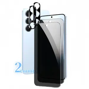 4 in 1 Phone Accessories for Samsung Galaxy S21/22/23/24/25 Ultra Series, 2 Counts Privacy Screen Protector & 2 Counts Lens Protector, Cover