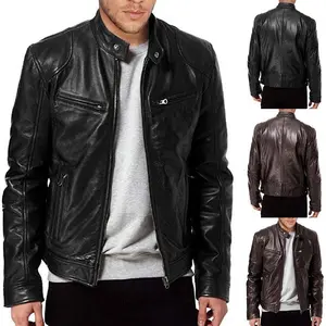 Men’s PU Leather Zip-Up Jacket