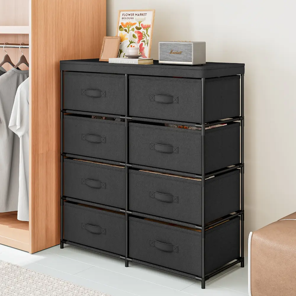 4/6/8 Drawer Fabric Dresser - Metal Frame Storage Tower for Bedroom, Living Room & Entryway, Space-Saving Closet Organizer