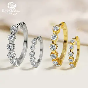 ROSESHADOW Moissanite Hoop Earrings VVS1 D Color Unisex Earrings Synthetic Moissanite Huggie Earrings for Women and Men