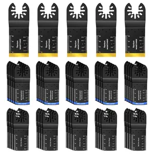 50/100PCS Multi Tool Blade Kits, Professional Titanium Oscillating Tool Blades for Metal, Wood, Plastic, Curved Edge Oscillating Saw Blades Fit for Dewalt Milwaukee Ryobi Rockwell Fein Makita power tool saw blade